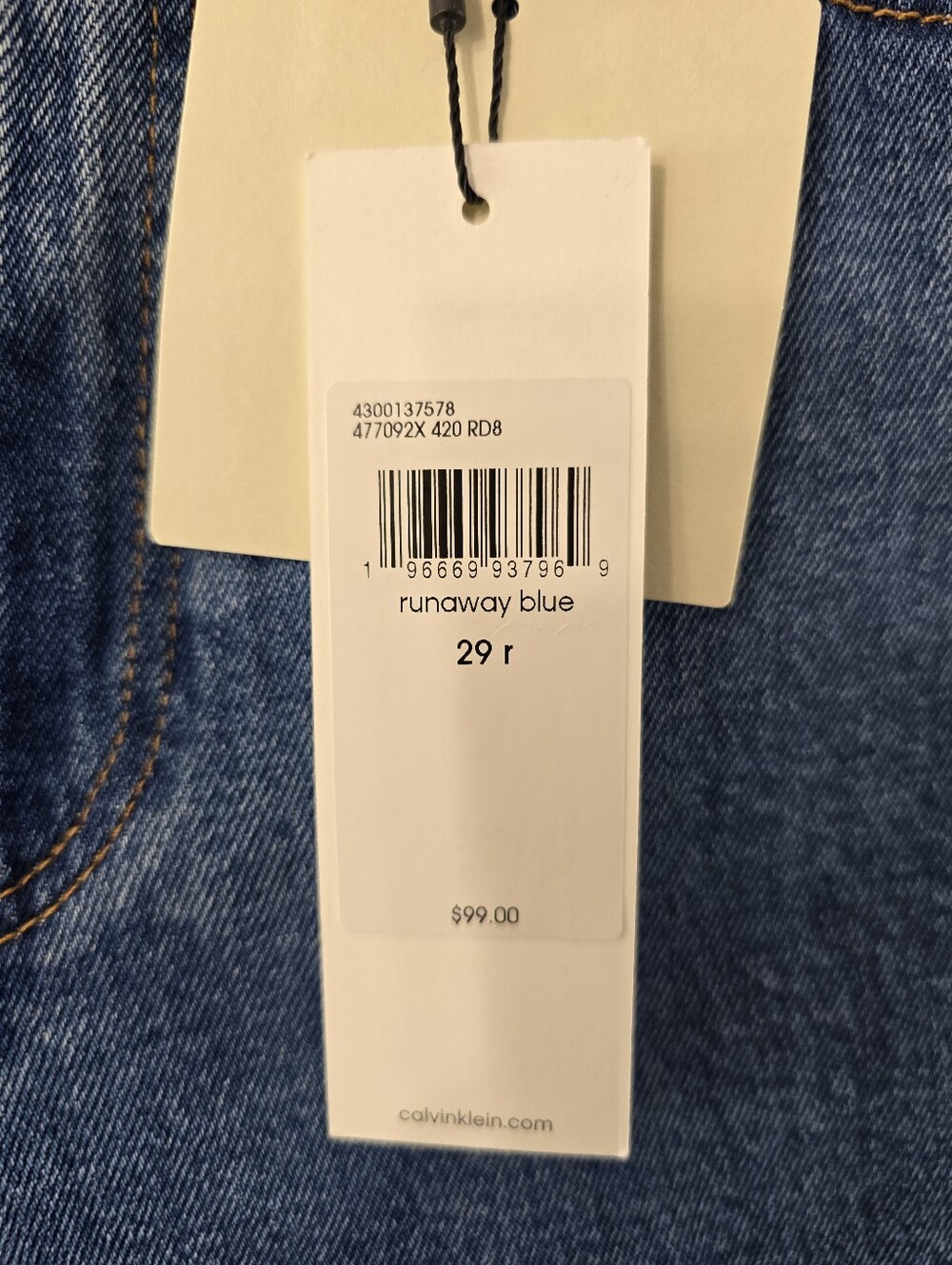 Calvin Klein Barrel Jeans Runaway Blue NWT Size 29 R High Rise Loose Fit Taper - Picture 4 of 15